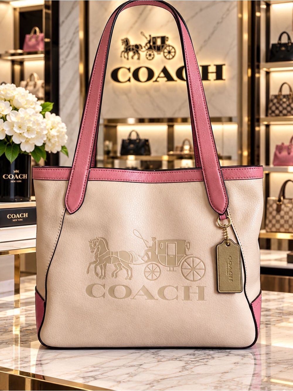 Coach Tote 27 in Colorblock with Horse and Carriage